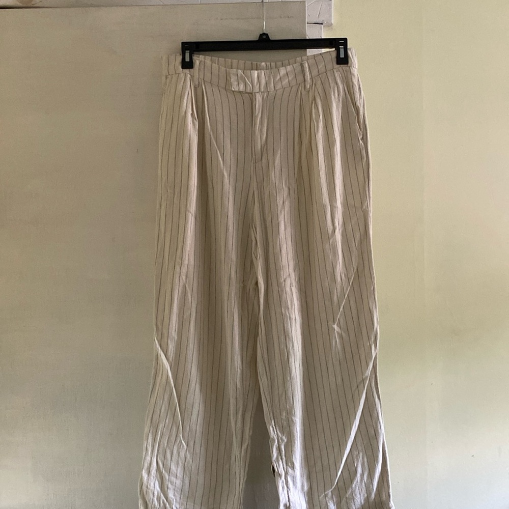 Linen Stretch Wide Leg Adjustable Stretch Waist Pants